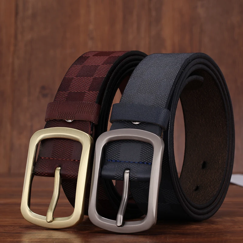 FURONG 2018 New Designer Belts For Men Luxury Cowhide Emboss Fashion Pin Buckle Belt Brown Genuine Leather Ceinture FR042 | Аксессуары
