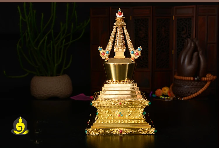 21cm # GOOD Buddha Buddhist bless family home Safety Health wealth efficacious Protection gold pagoda -free shipping cost | Дом и сад