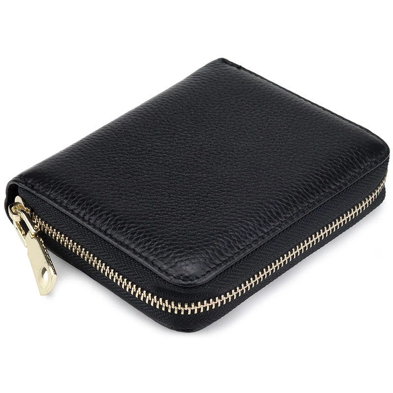 COMFORSKIN New Arrival Brand ID Card Wallets Genuine Leather Zipper Unisex Credit Card Holders High Quality Business Card Case