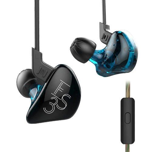 Blue wire with mic KZ ES3 DD+ BA Гибридный динамик арматура драйверы Bluetooth наушники набор с 2 кабелем спортивные наушники HiFi стерео бас телефон музыка - Цвет: Blue wire with mic