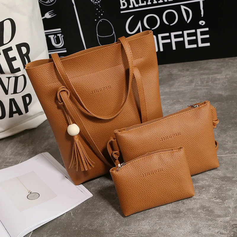 3 шт./компл. модная женская композитная сумка с кисточками Чистая через плечо из