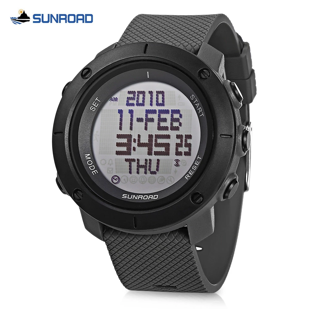 SUNROAD FR1004 Мужские Цифровые спортивные часы World Time хронограф наручные часы|wristwatch