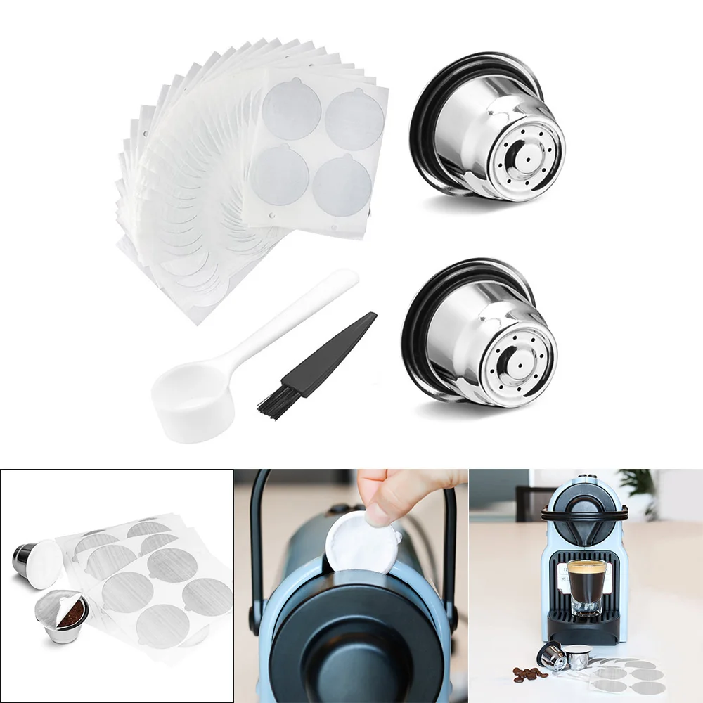 2 капсулы 100 уплотнений многоразовая капсула для кофе Nespresso из нержавеющей стали