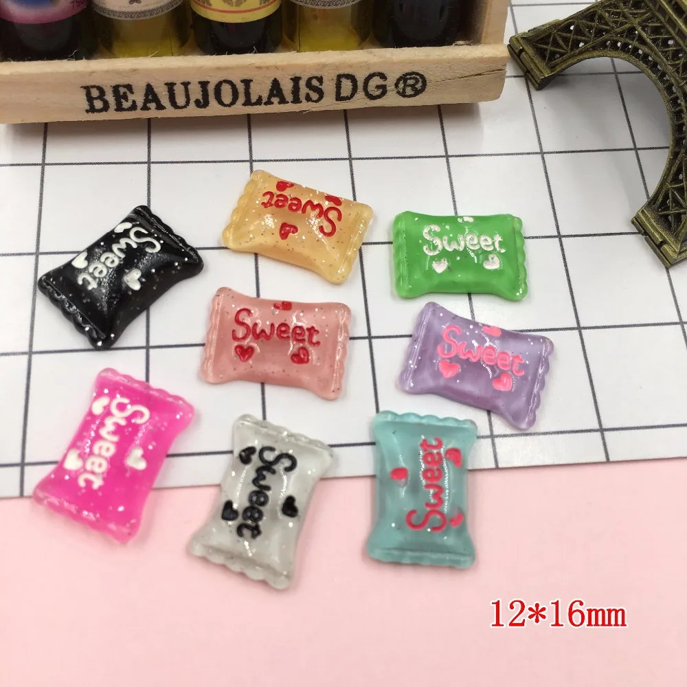 Миниатюрные кавайные конфеты из смолы кабошон с плоской задней поверхностью для