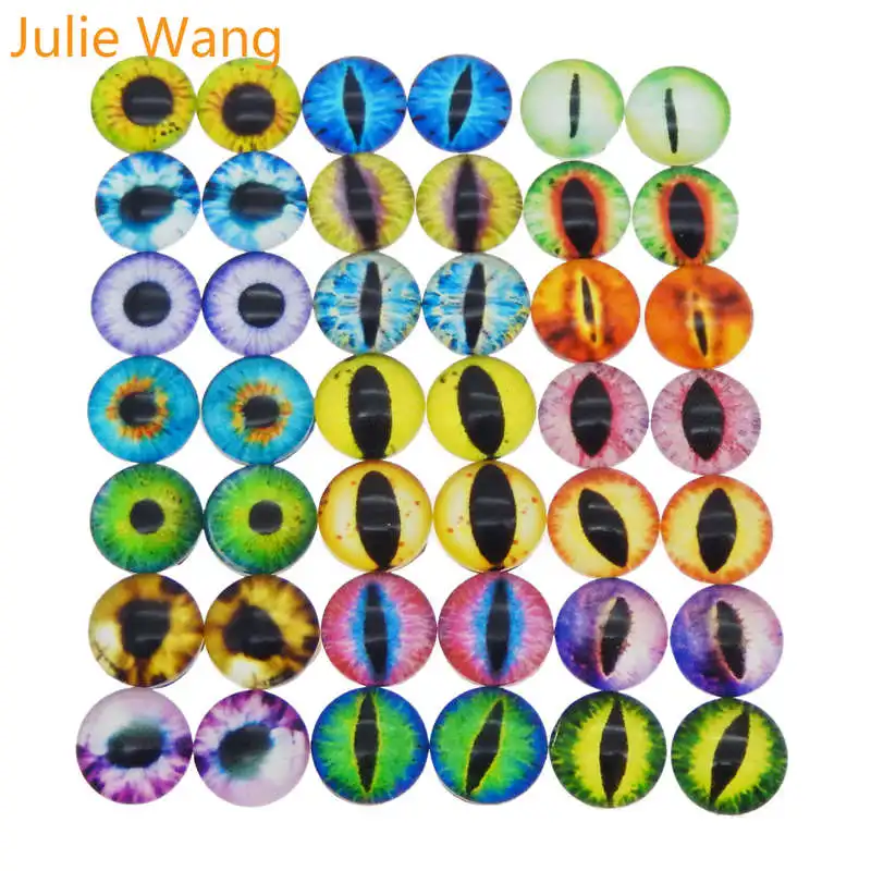 Julie Wang 50 шт. 6/8/10 мм глаза Дракона кабошоны с плоской задней поверхностью