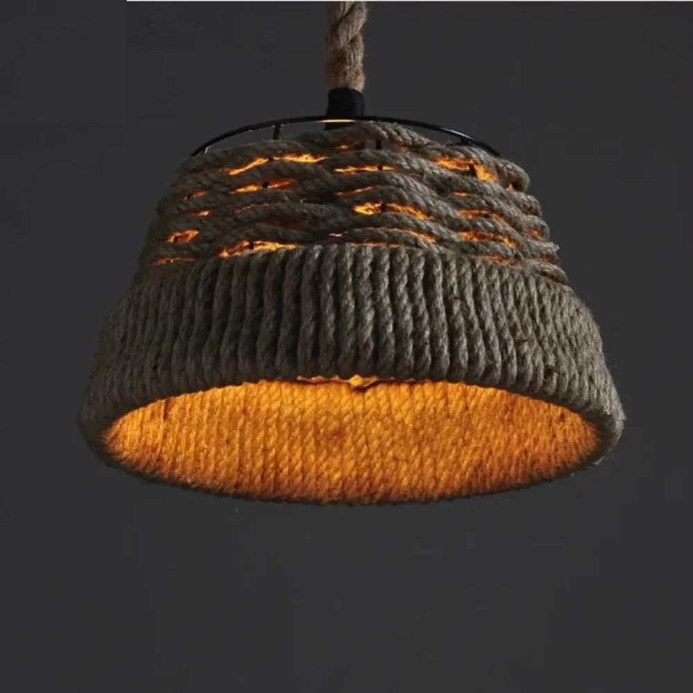 Винтажный подвесной светильник из натуральной пеньковой веревки Эдисона