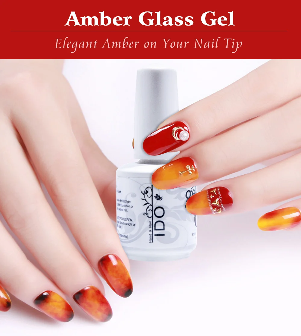 3 Pcs Lot Gel Nail Polish IDO white bottle UV/LED Soak off Long Lasting polish 15ML amber glass Series colorful gel Nails Tools