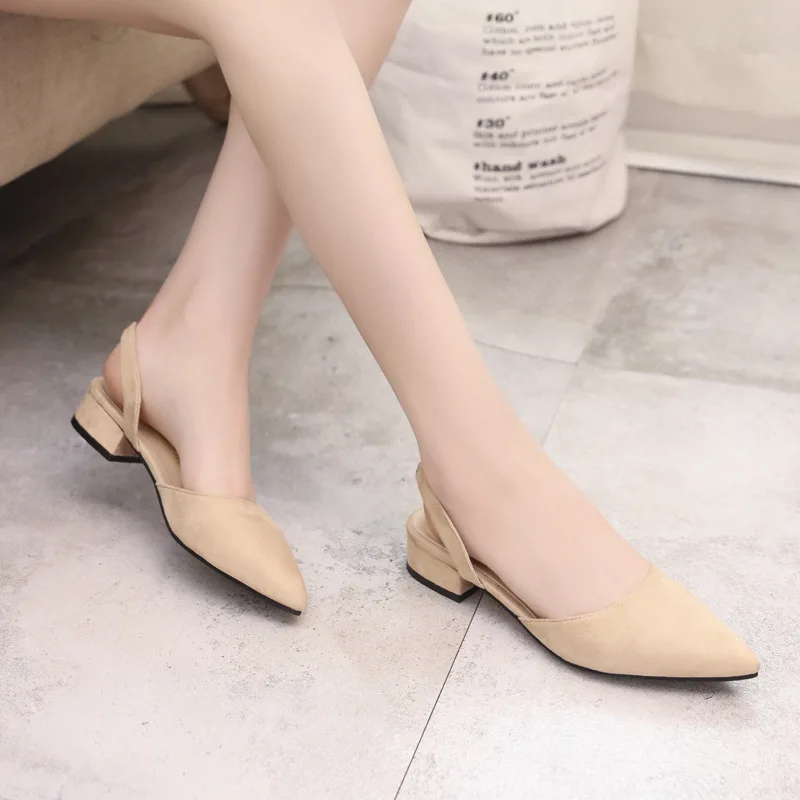 Летняя женская обувь; туфли-лодочки с острым носком; модельные туфли; женские босоножки на низком каблуке; Весенняя повседневная женская обувь из флока; zapatos mujer; WSH3186