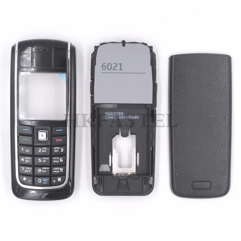 Для Nokia 6021 полный корпус передний ЖК-дисплей средняя рамка задняя батарея чехол китайский/русский клавиатура/Иврит Клавиатура+ инструмент - Цвет: Black Russian