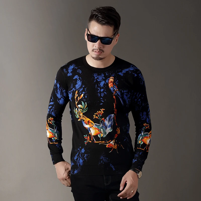 

Chinese style exquisite 3D dragon pattern fashion high-end sweater Autumn&Winter 2017 soft comfortable quality sweater men M-3XL