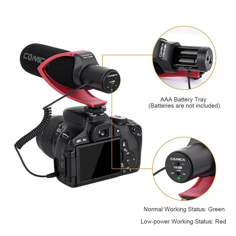 Comica V30 PRO видео микрофон направленный конденсатор интервью Запись для Canon Nikon sony DSLR
