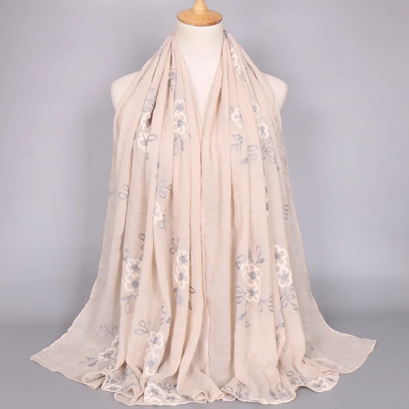 Женские хиджабы накидка на голову из вискозы с вышивкой мусульманская бандана