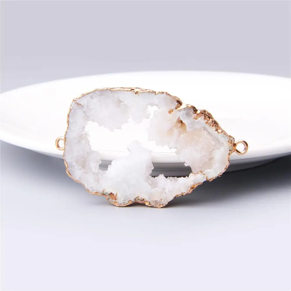 Золотой Белый Цвет Натуральный druzy маятник кулон agates druzy коннектор друзовый кристалл кулон разъем diy инкрустация натуральный кристалл druzys
