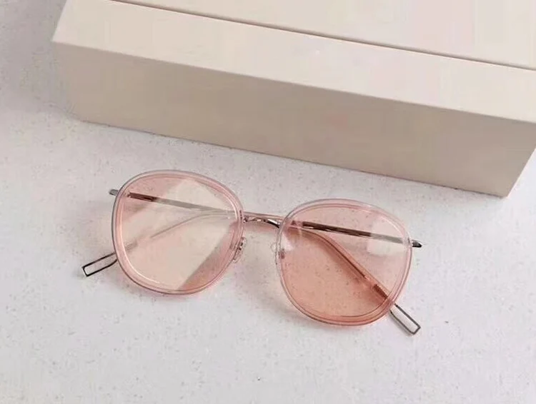 pink Нежные Роскошные брендовые дизайнерские V корейские Солнцезащитные очки Ollie винтажные круглые мужские Солнцезащитные очки женские зеркальные линзы UV400 Gafas Oculos De Sol - Цвет линз: pink