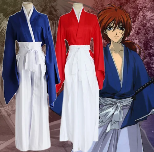 2 Цвета аниме Rurouni Kenshin Himura Кэнсин кимоно Костюмы для косплея полный набор кендо равномерное(топ+ штаны+ пояс