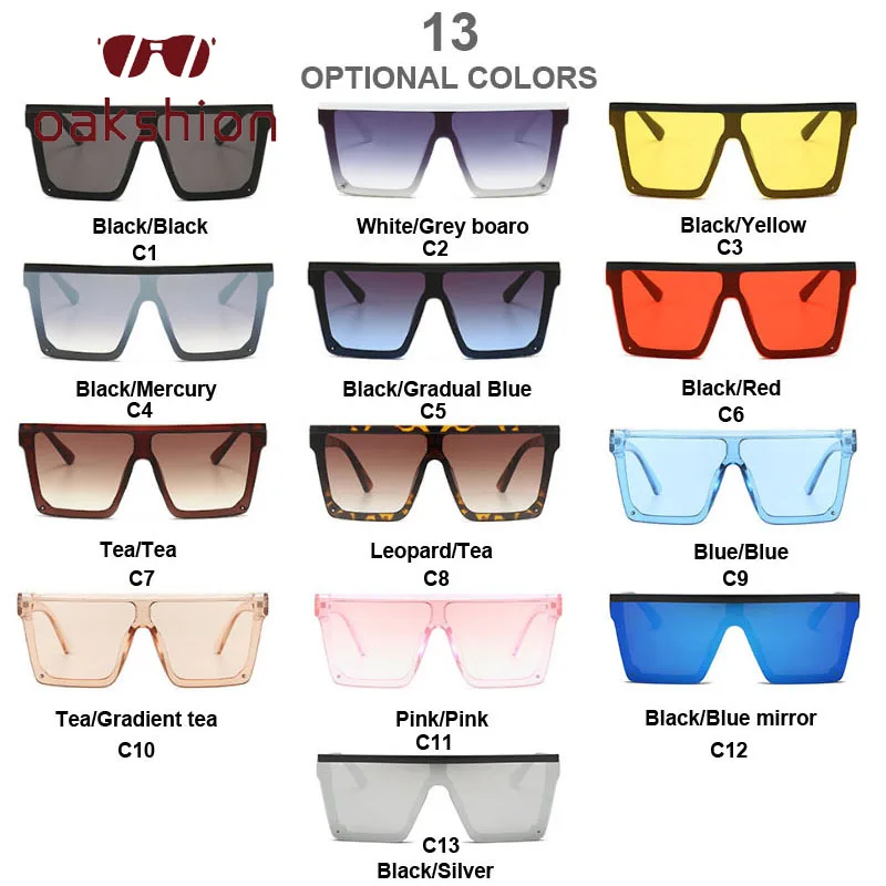 

oakshion Oversized Big Square Sunglasses Women Flat Top Fashion One Piece Clear Lens Sun Glasses For Men Shade Mirror UV400 Gafa