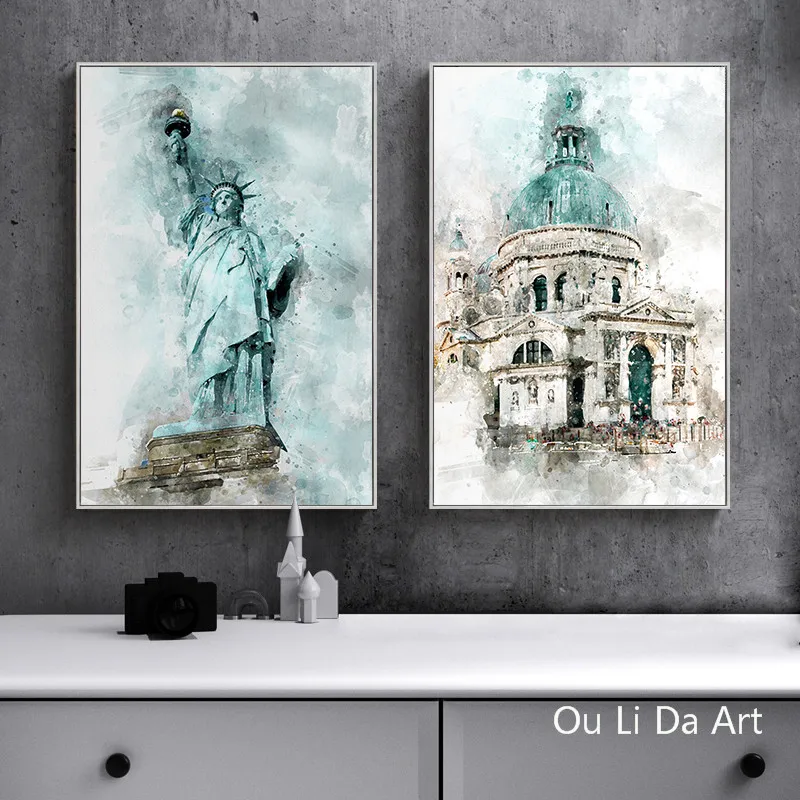 3 шт. абстрактные картины на холсте статуя свободы|oil painting|print on canvaspainting print |