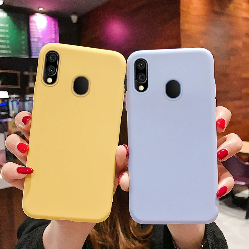 Ультра тонкие однотонные Цвет чехол для samsung Galaxy A10 A10E A20 A20E A30 A40 A50 A60 A70 M10 M20 M30 M40 Мягкий ТПУ чехол для телефона чехол s