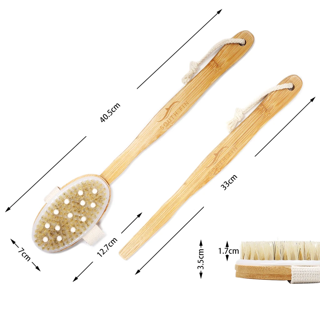 

Bath & Relax Bamboo Bath Brush 13 Long Handle Back Body Scrubber For Shower Dry/Wet Skin for Women Men