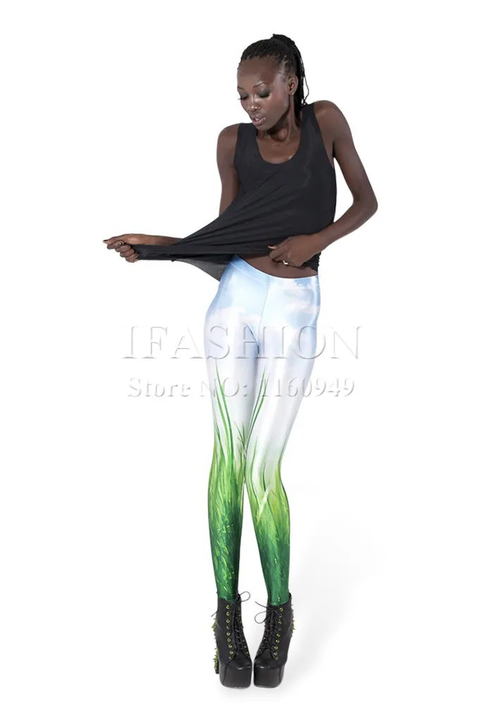 women legging white green leggings shiny fashion 2014 clothes grass spring free shipping | Женская одежда