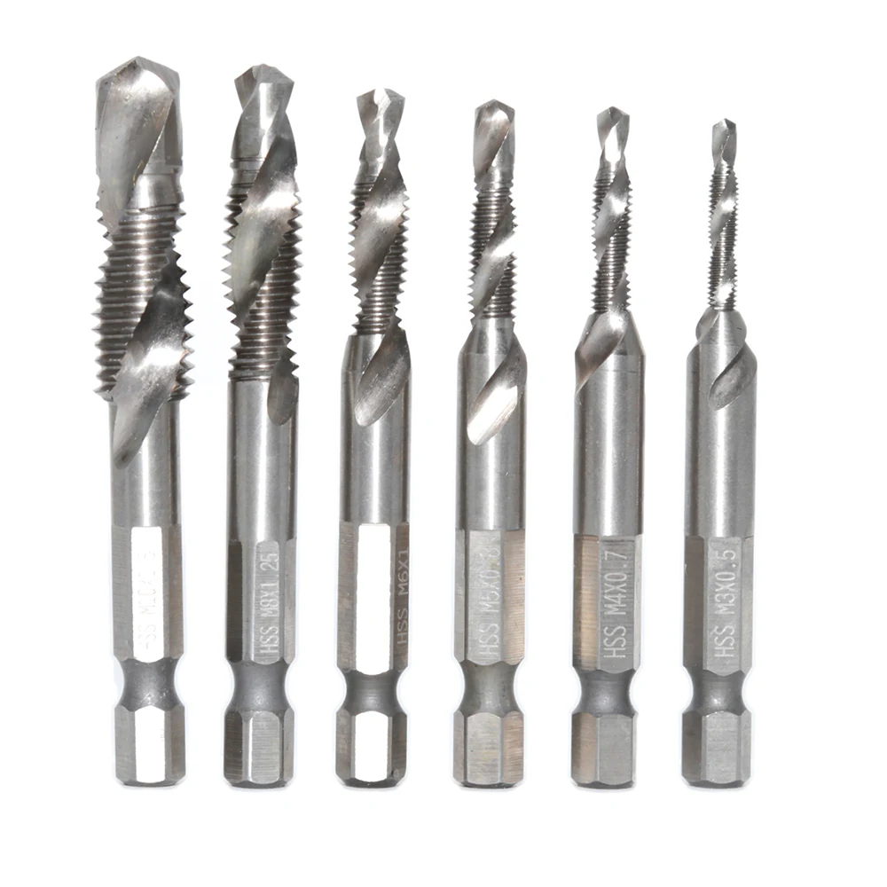 6 шт. 1/4 ''шестигранный HSS высокоскоростной стальной Резьбовой спиральный винт