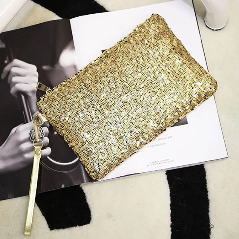 Модные женские клатчи из искусственной кожи кошелек с блестками вечерние сумка