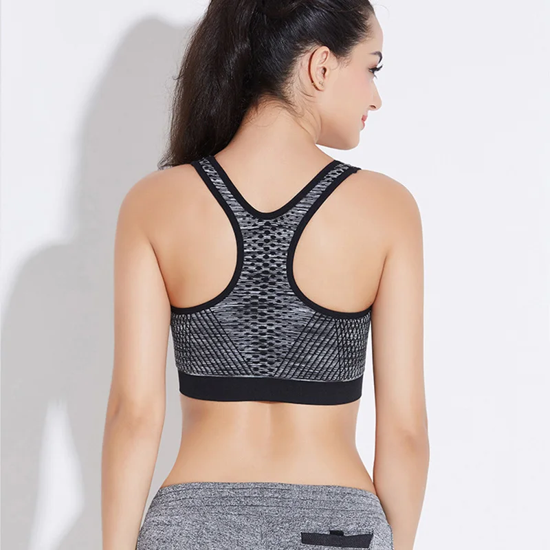 VEQKING Dyed Zipper Sports Bra Women Push Up Padded Wirefree Shockproof Gym Fitness Athletic Running Yoga Tops 3 Colors | Спорт и