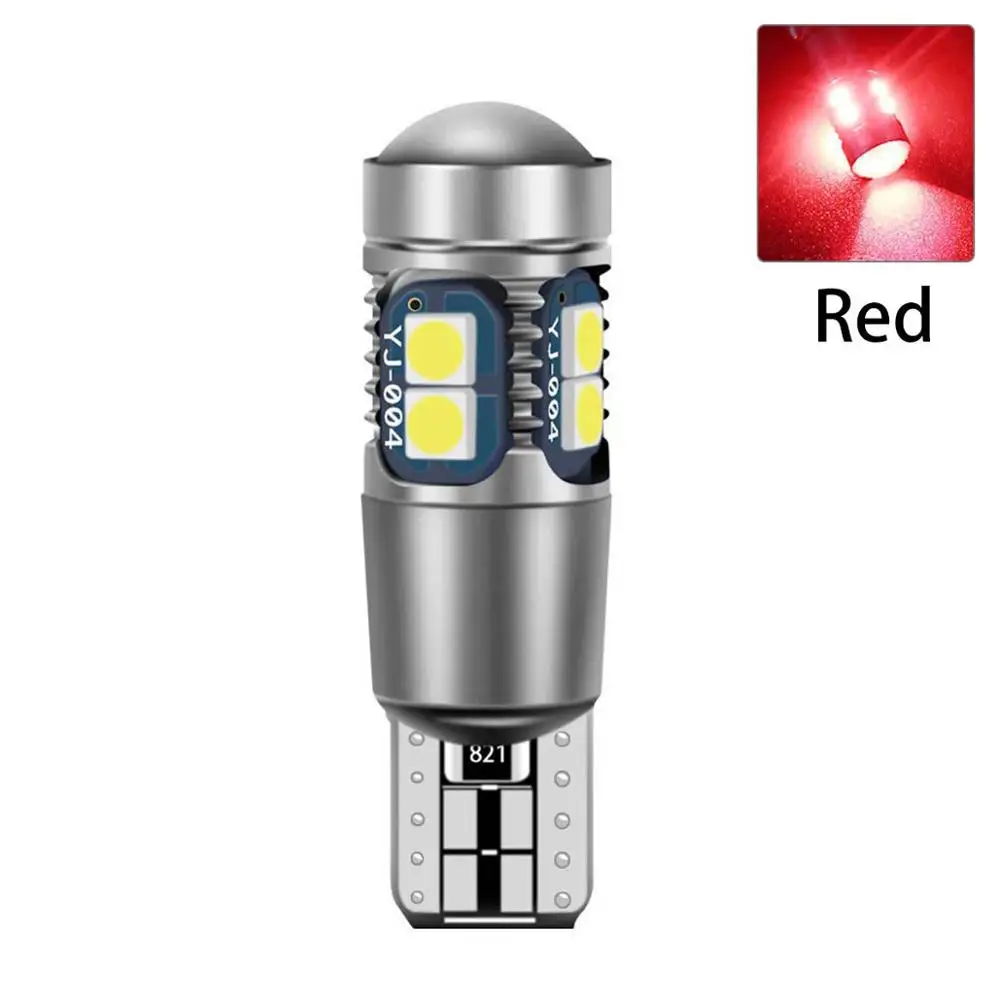 red 2 шт., высокое качество, T10 W5W, супер яркий, 3030 светодиодный, для салона, для чтения, купольный светильник, габаритная лампа, 168, 194, светодиодный автоматический клин, парковочные лампы - Испускаемый цвет: red
