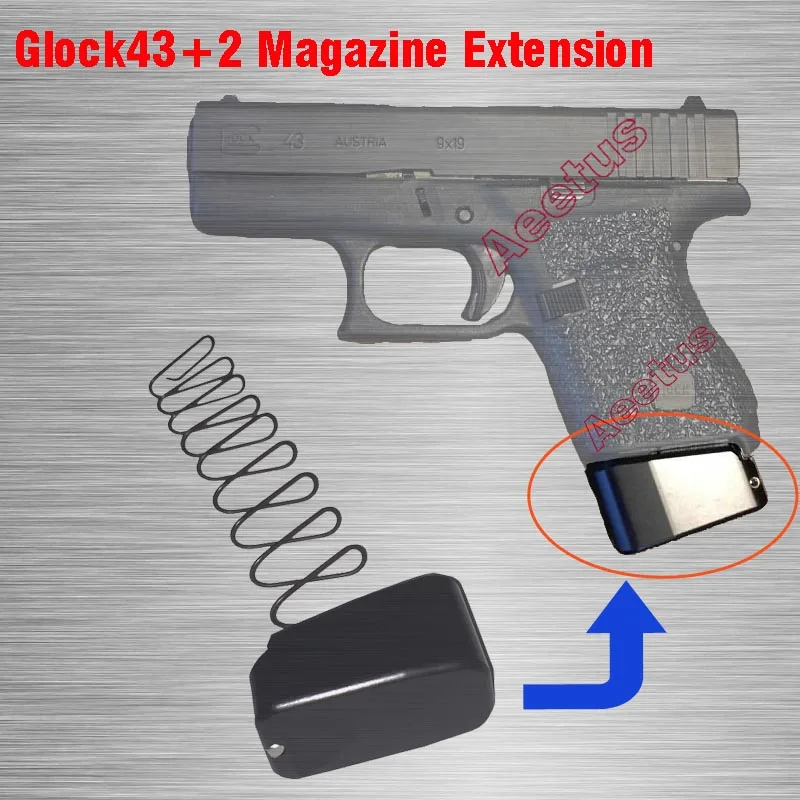 Новый ЧПУ Обработанные журналы база Pad для Glock 43 + 2 Журнал Расширение Plus
