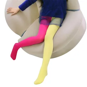 Весенне-осенние колготки для девочек, детские милые бархатные колготки для девочек, комбинация контрастных цветов, тёплые колготки для девочек