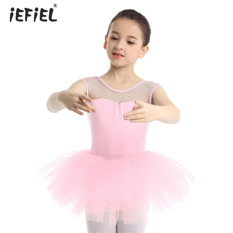 iEFiEL Cotton Ballet Tutu Dress Ballerina Costume Short Sleeves Gymnastics Leotard Stretch Leotards for Girls Dance Wear | Детская