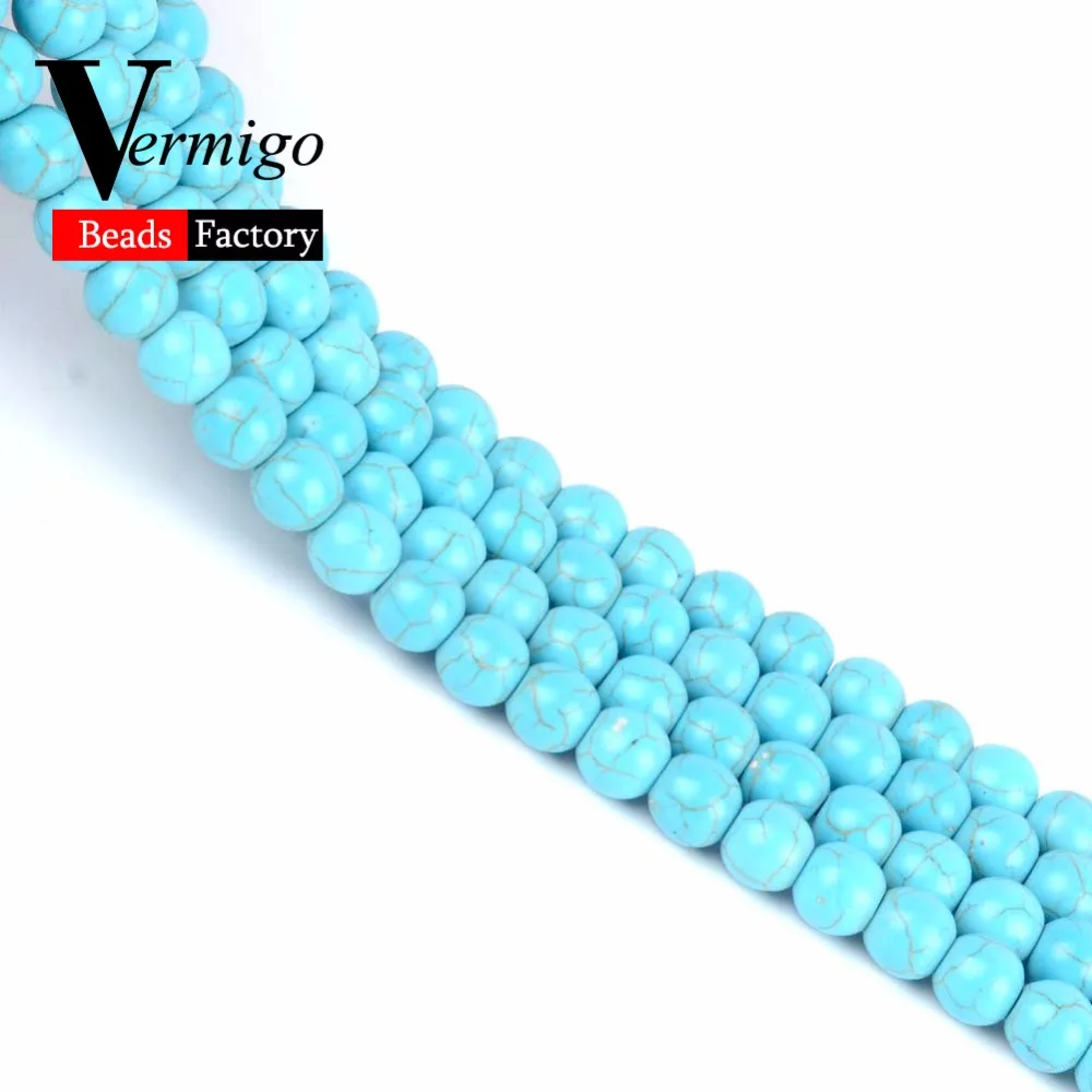 Бесплатная доставка натуральный камень голубой бирюзовый круглые свободные