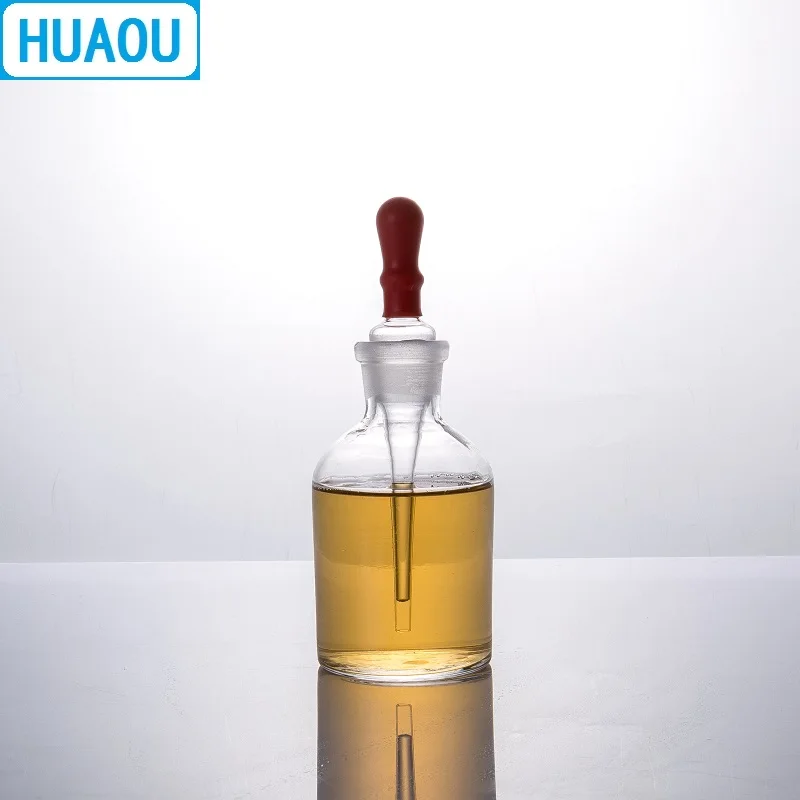 Флакон HUAOU 60 мл прозрачное стекло с заземлением в пипетке и латексной резиновой