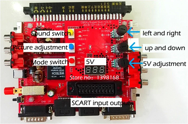 Плата преобразователя JAMMA CBOX / Super Gun V2.0 к джойпаду SNK D15P и геймпаду Saturn для