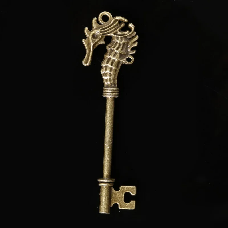 Винтажная металлическая подвеска в виде ключа Dragon Key 2 шт. 70х19 мм античные