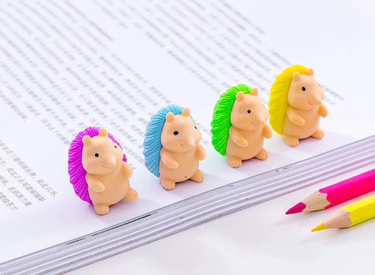 1pcs Cute Hedgehog Pencil Rubber Erasers Soft Durable for Kids Student Gift Stationery School Supplies