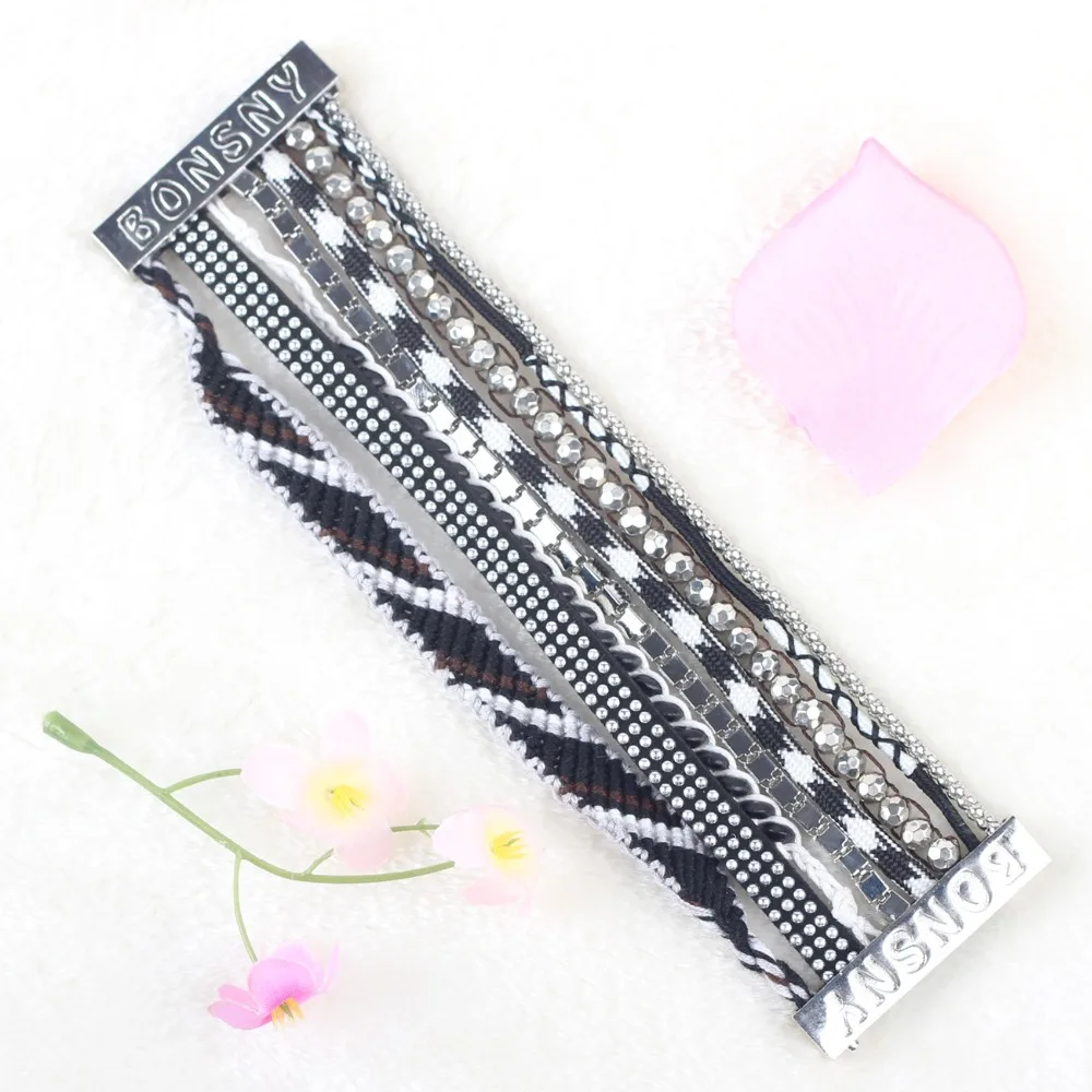 Newei 2015 Горячие Роскошные плетеные браслеты ручной работы из бисера Многослойные