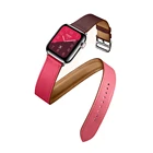 Ремешок из натуральной кожи для apple watch 6 band 44 мм 32 мм, двойной туристический браслет, аксессуары для iwatch series 5 3 4 40 мм 38 мм