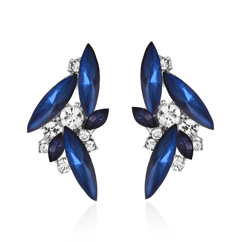 royal blue LUBOV 32 вида геометрические Кристальные серьги для пирсинга с голубым камнем золотые, серебряные, металлические висячие серьги трендовые женские вечерние ювелирные изделия - Окраска металла: royal blue