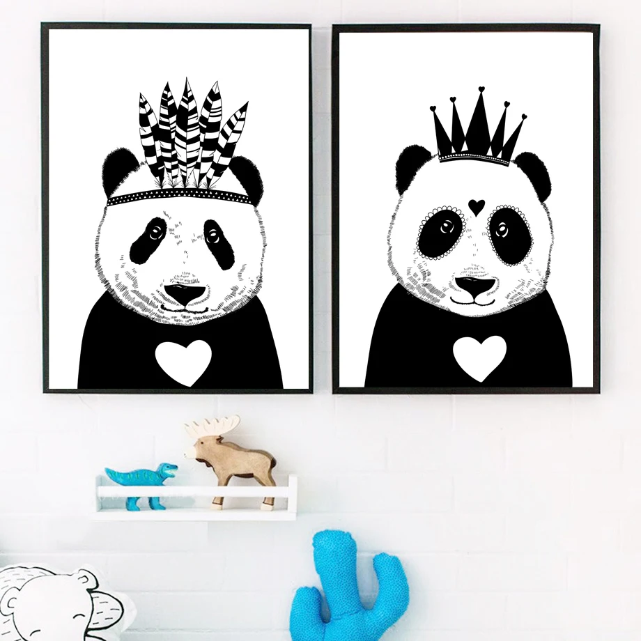 Корона панда любовь цитаты мультфильм скандинавские плакаты и принты настенная