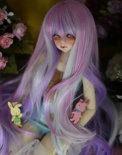 Новый парик BJD 1/3 22 23 см 1/4 18 5 длинные фиолетовые смешанные цвета волос BJD. Кукла SD