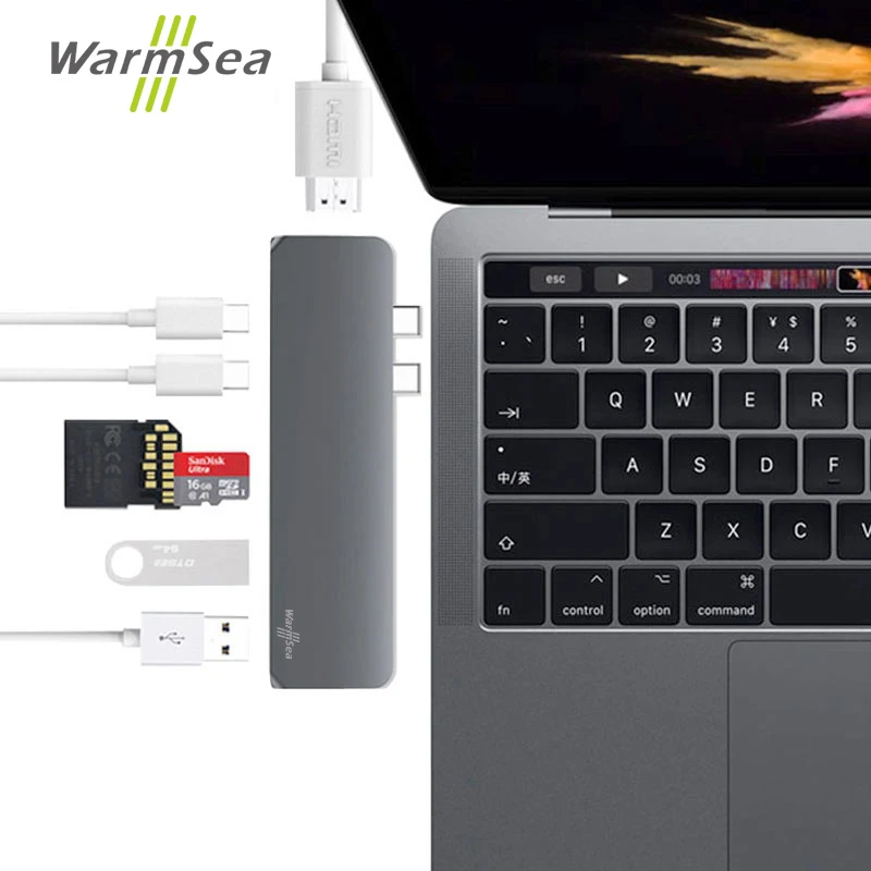 Usb type C концентратор адаптер Thunderbolt 3 с HDMI 4K USB3.0 зарядка PD USB-C порт передачи данных SD