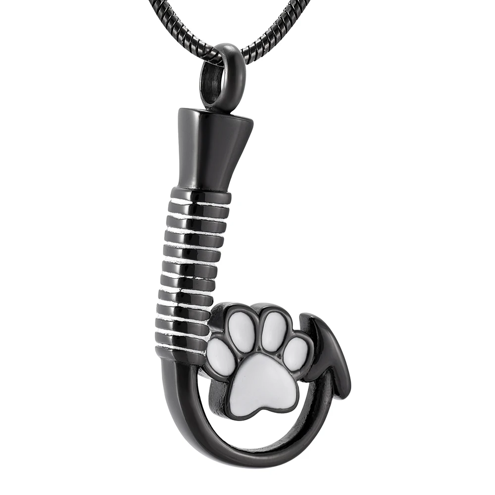 IJD9926 Pet Paw Print Fish Hook кремация ювелирные изделия кулон из нержавеющей стали памятный