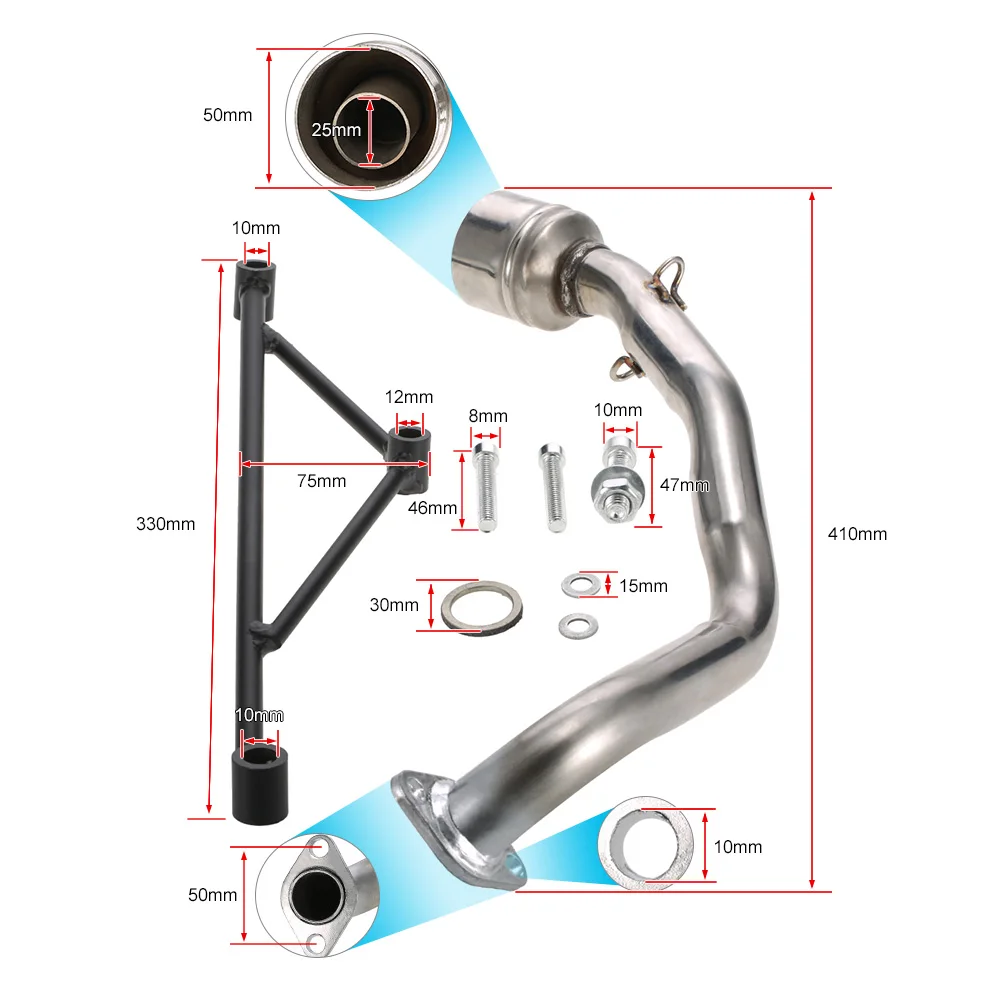 Глушитель выхлопной трубы скутера с монтажным кронштейном набор для двигателя GY6