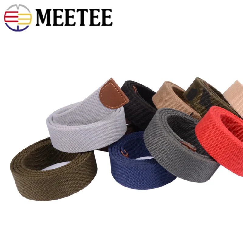 Meetee 1pcs 110cm 4mm Thick Woven Canvas Webbing Belt Suitable for Alloy Buckle DIY Manual Sewing Accessories BD349 |