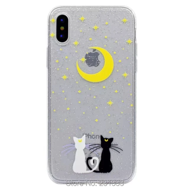 Мягкий блестящий чехол из ТПУ C-ku для Iphone X 8 7 7plus I7 6 6S Plus SE 5S Star Bird MOON Cat Panda милый кожи