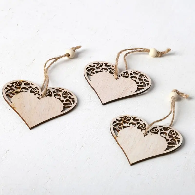 3 шт./компл. винтажные Рождественские Подвески в форме сердца с веревкой орнамент