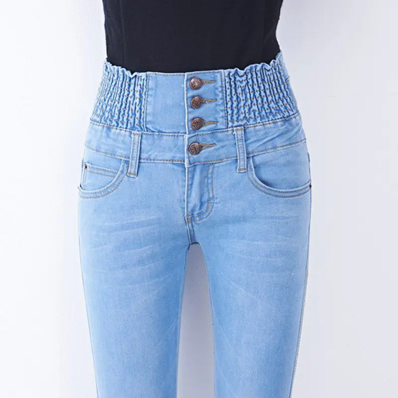 Женские облегающие джинсы с эластичными пуговицами бархатные обтягивающие