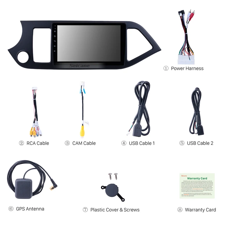 Seicane Android 8 1 четырехъядерный Автомобильный GPS радио для 2011 2013 2014 KIA PICANTO Morning HD 1024*600