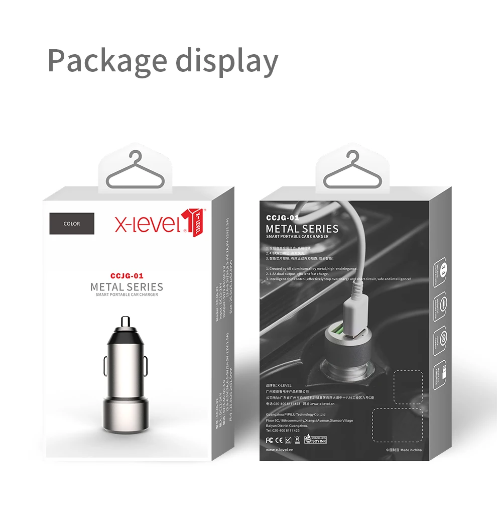X-Level Dual Usb Quick Charge QC 3,0 Автомобильное зарядное устройство со светодиодом дисплей 5 в 3.4A 2 порта Usb быстрое автомобильное зарядное устройство для samsung iPhone huawei